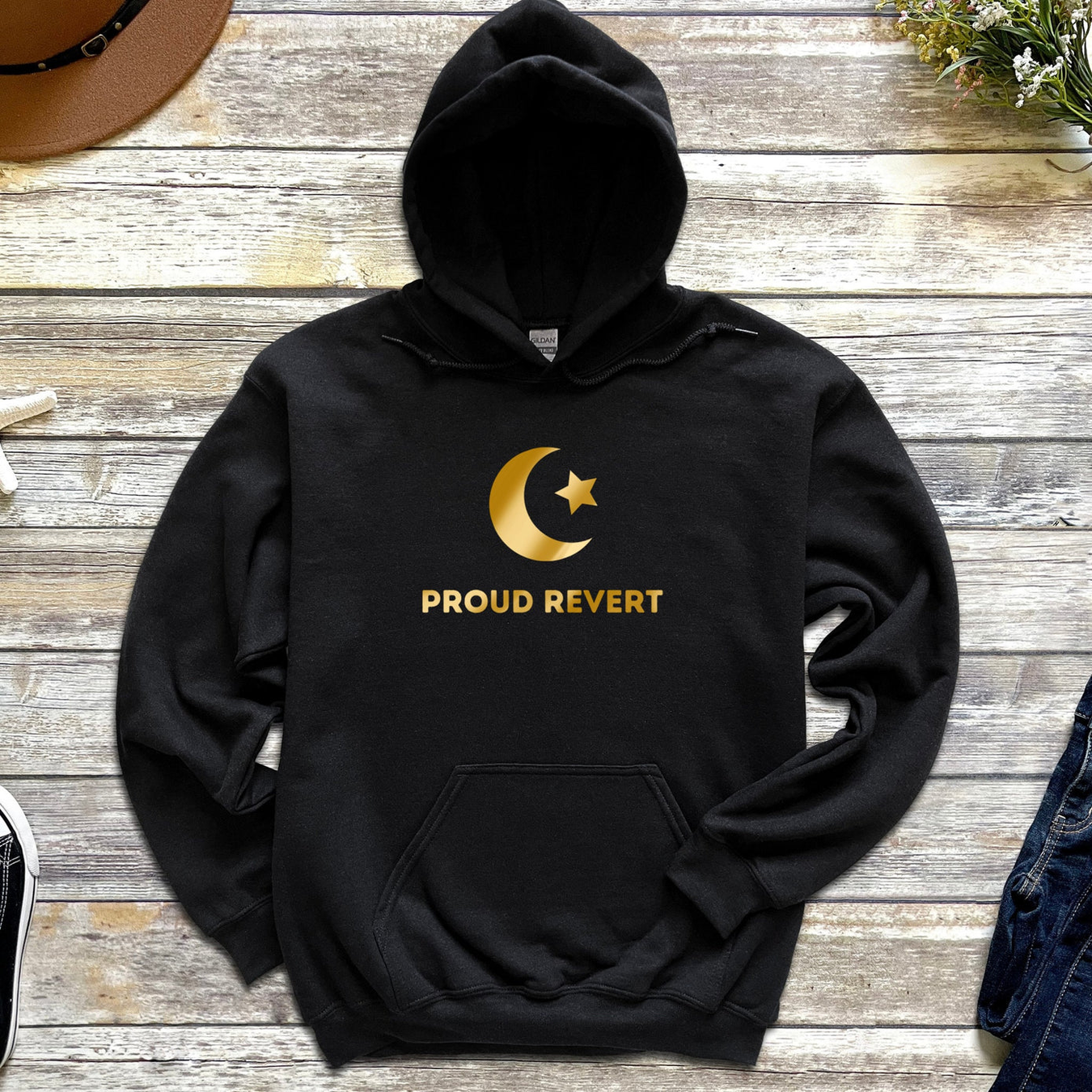 Proud Revert Metallic Gold Foil Hoodie by Humraha