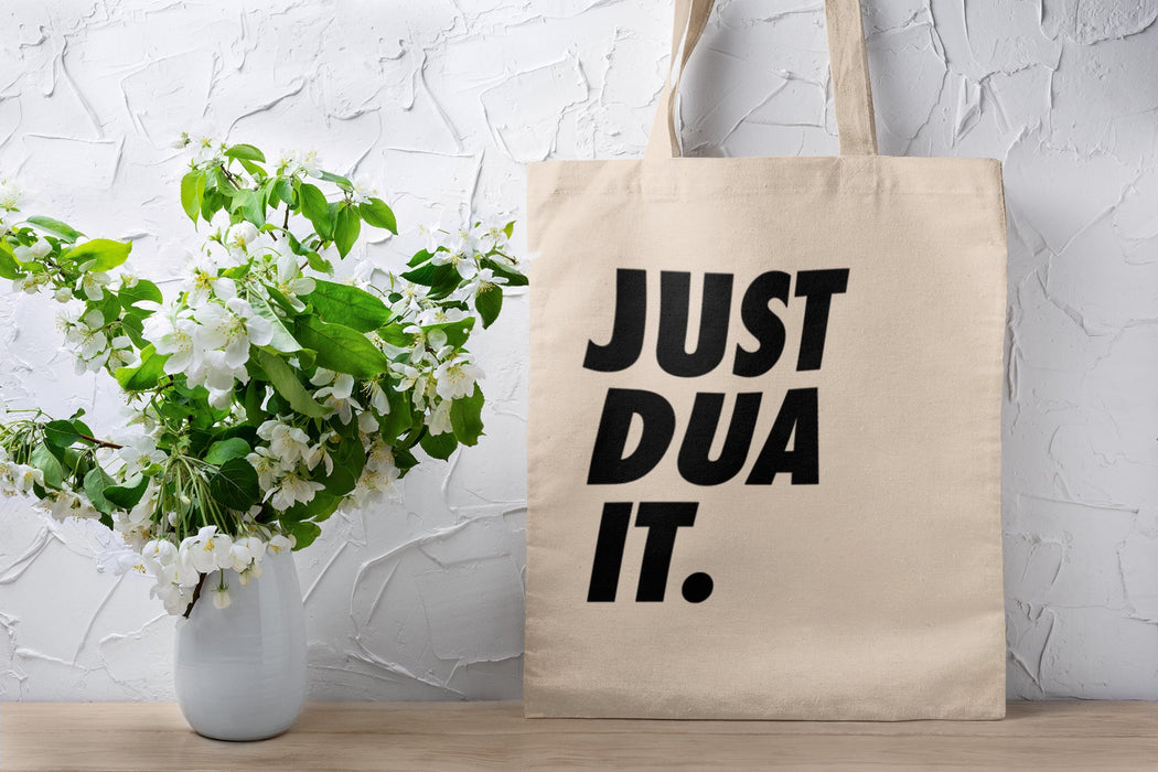 Muslim "Just Dua It" Tote Bag · Cute Funny Arabic Muslim Islamic Eid Ramadan Gift · "Just Dua it" · Cute Muslim Bag · Fun Muslim Clothing