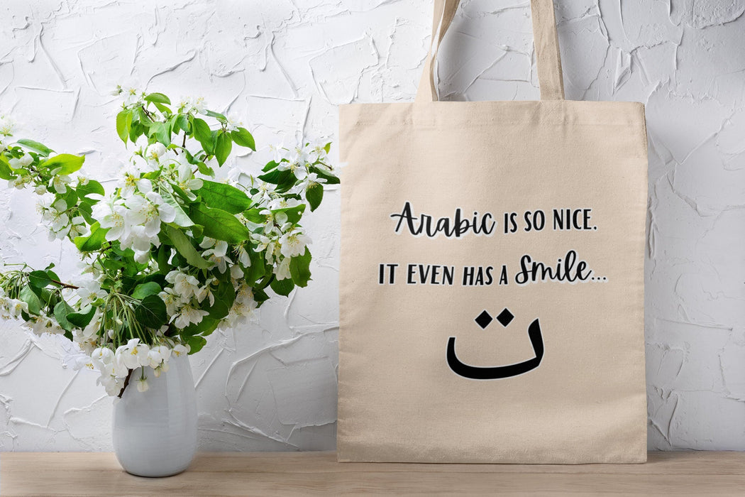 Arabic is So Nice It Even Has a Smile ت Tote Bag