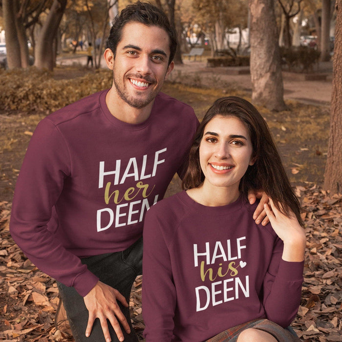 Couples "Half His Deen" & "Half Her Deen" Matching Sweatshirts (Set of 2)