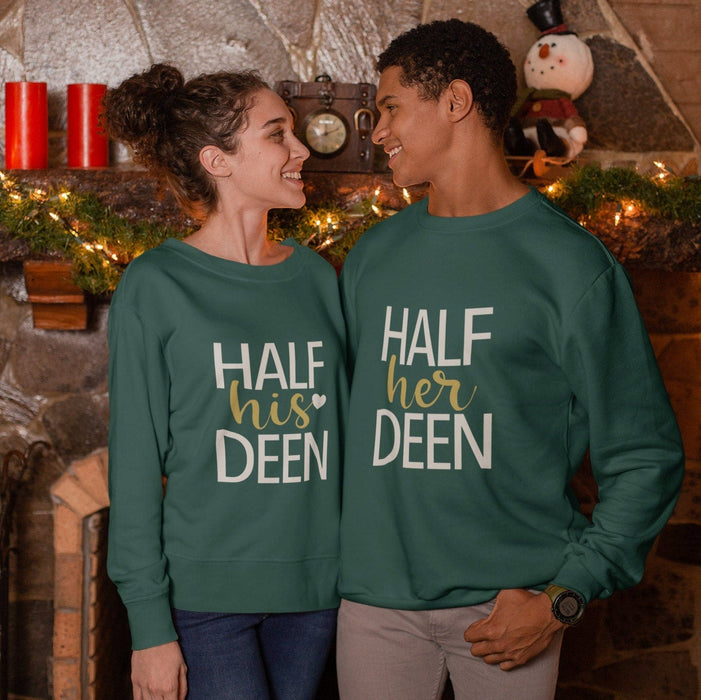 Couples "Half His Deen" & "Half Her Deen" Matching Hoodies (Set of 2)