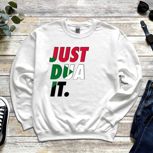 a white sweatshirt with the words just dja it on it