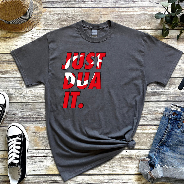 a t - shirt that says just doa it next to a pair of jeans