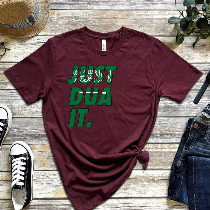 a t - shirt that says just do it on it