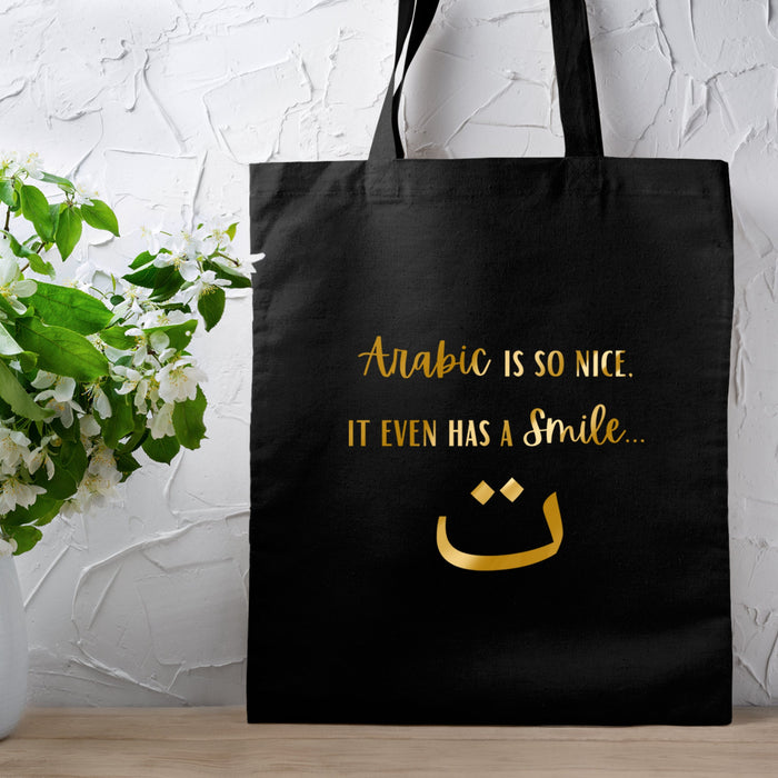 GOLD Arabic is So Nice It Even Has a Smile ت Tote Bag