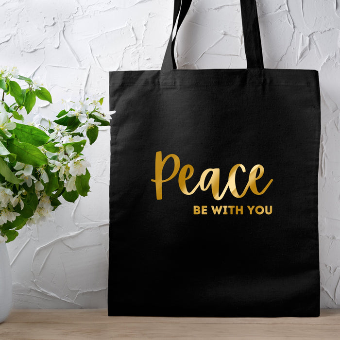 GOLD Peace Be With You Tote Bag